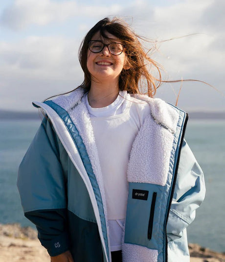Advance Kids Changerobes - Poncho Impermeable Zippé Bleu/GrisPonchosDryrobe