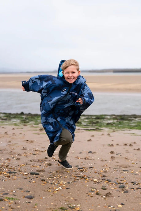 Advance Kids Changerobes - Poncho Impermeable Zippé Enfant Bleu CamoPonchosDryrobe