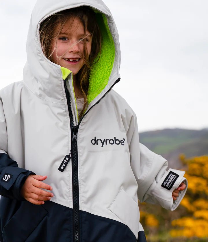 Advance Kids Changerobes - Poncho Impermeable Zippé Enfant Gris/CitronPonchosDryrobe