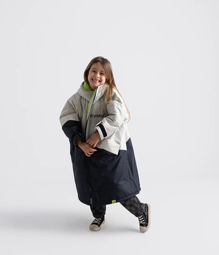 Advance Kids Changerobes - Poncho Impermeable Zippé Enfant Gris/CitronPonchosDryrobe