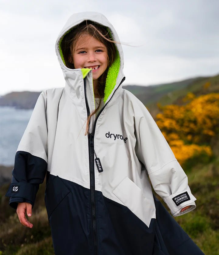 Advance Kids Changerobes - Poncho Impermeable Zippé Enfant Gris/CitronPonchosDryrobe