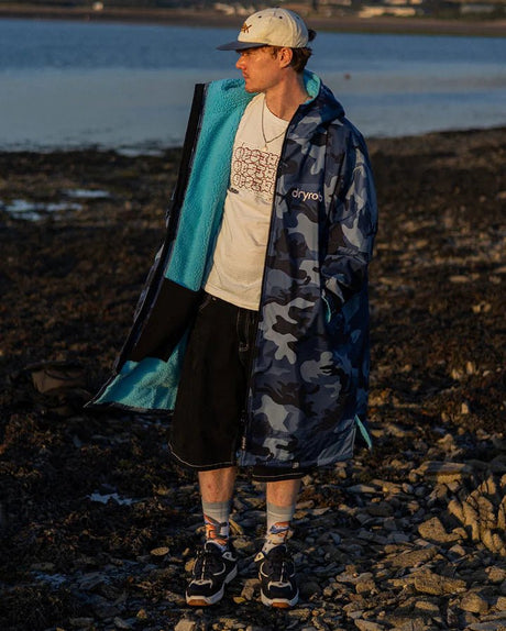 Advance - Poncho Impermeable Zippé Adulte Manches Longues Bleu CamoPonchosDryrobe