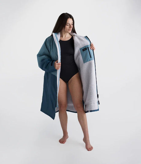 Advance - Poncho Impermeable Zippé Adulte Manches Longues Bleu / GrisPonchosDryrobe