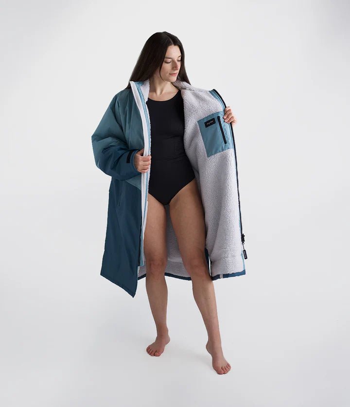 Advance - Poncho Impermeable Zippé Adulte Manches Longues Bleu / GrisPonchosDryrobe