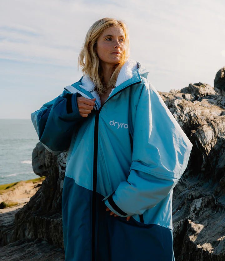 Advance - Poncho Impermeable Zippé Adulte Manches Longues Bleu / GrisPonchosDryrobe