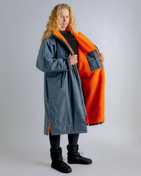 Advance - Poncho Impermeable Zippé Adulte Manches Longues Gris/OrangePonchosDryrobe