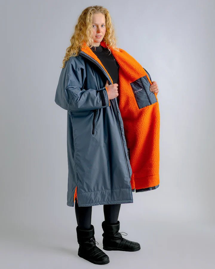 Advance - Poncho Impermeable Zippé Adulte Manches Longues Gris/OrangePonchosDryrobe