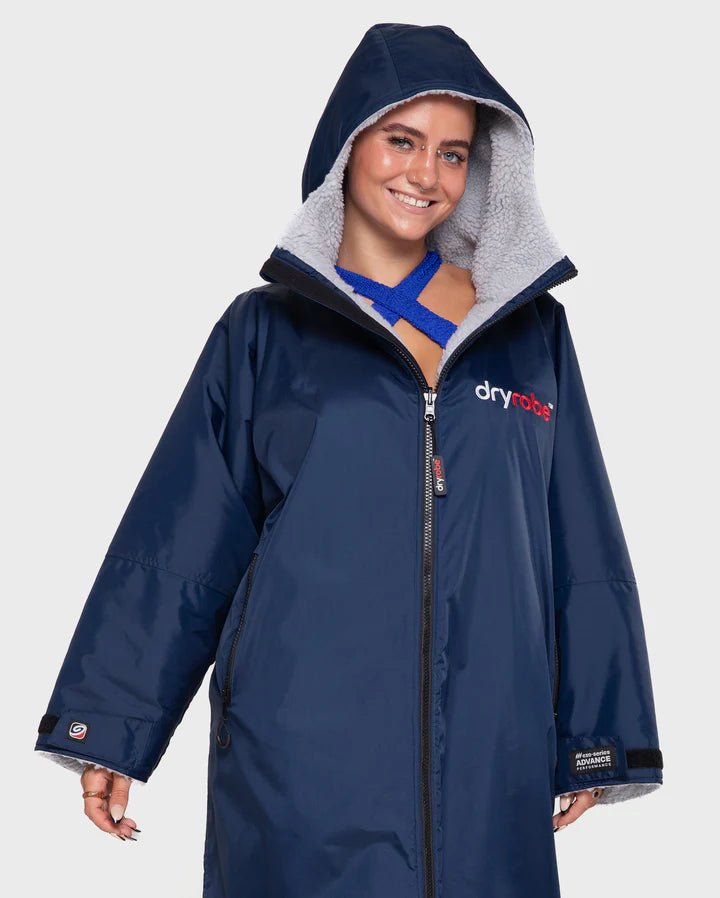 Advance - Poncho Impermeable Zippé Adulte Manches Longues Navy / GrisPonchosDryrobe