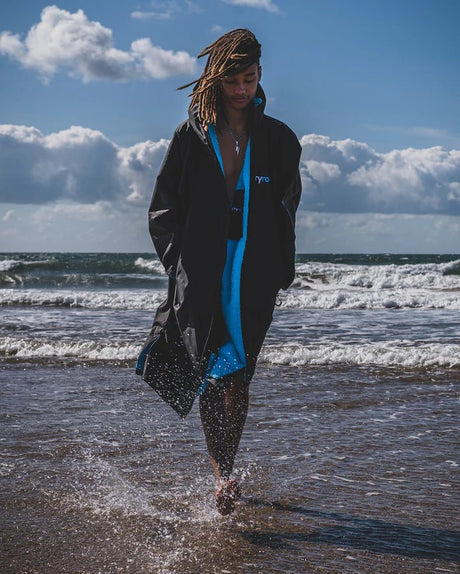 Advance - Poncho Impermeable Zippé Adulte Manches Longues Noir / BleuPonchosDryrobe