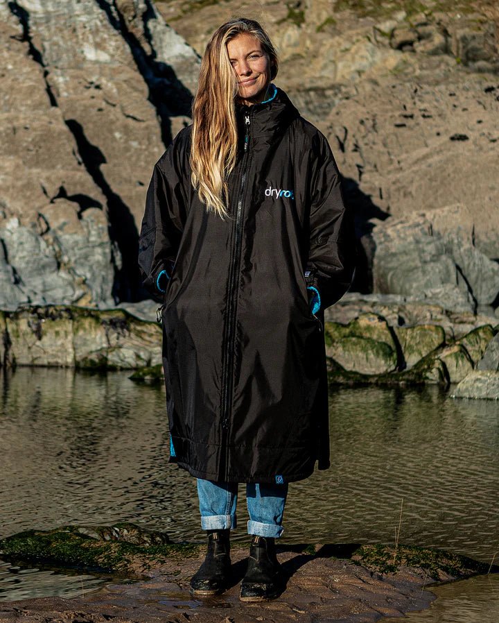 Advance - Poncho Impermeable Zippé Adulte Manches Longues Noir / BleuPonchosDryrobe