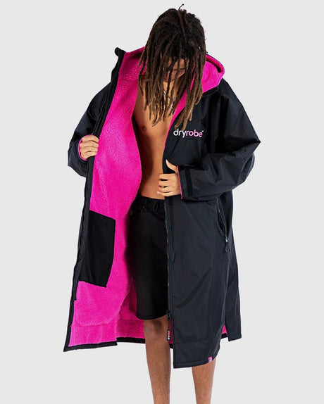 Advance - Poncho Impermeable Zippé Adulte Manches Longues Noir / RosePonchosDryrobe