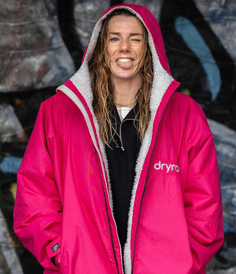 Advance - Poncho Impermeable Zippé Adulte Manches Longues Rose / GrisPonchosDryrobe