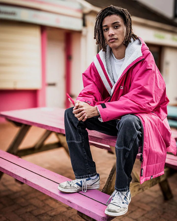 Advance - Poncho Impermeable Zippé Adulte Manches Longues Rose / GrisPonchosDryrobe