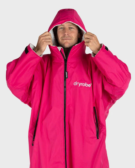 Advance - Poncho Impermeable Zippé Adulte Manches Longues Rose / GrisPonchosDryrobe