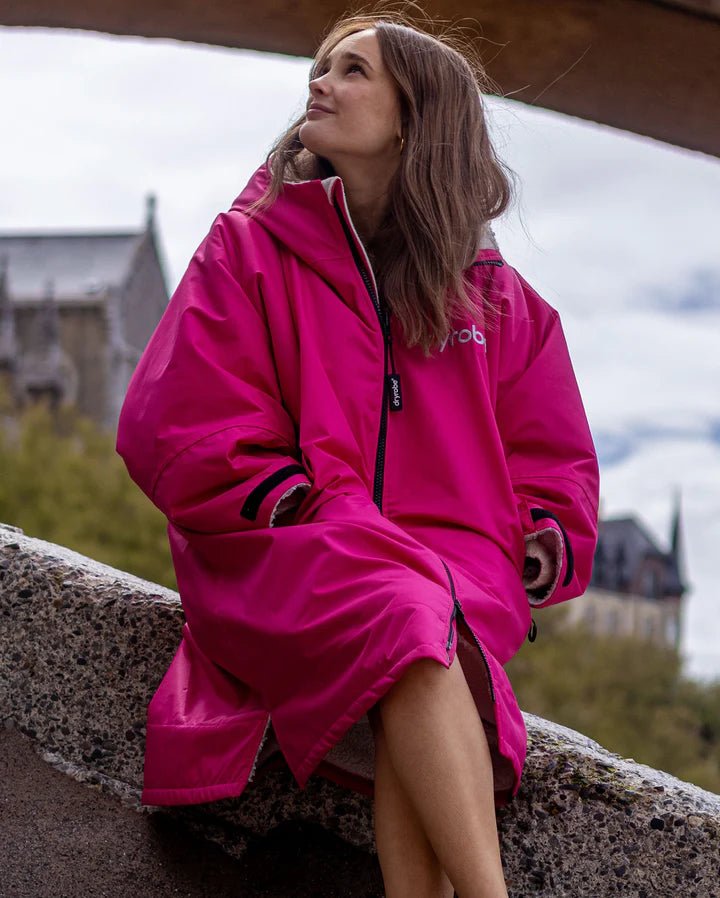 Advance - Poncho Impermeable Zippé Adulte Manches Longues Rose / GrisPonchosDryrobe