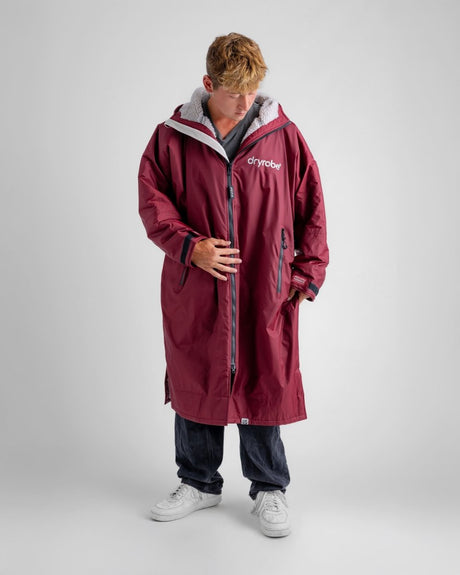 Advance - Poncho Impermeable Zippé Adulte Manches Longues Rouge / GrisPonchosDryrobe