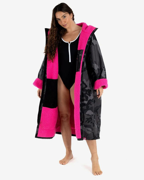 Advance - Poncho Impermeable Zippé Adulte ML Noir Camo / RosePonchosDryrobe