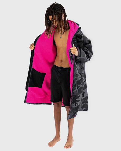 Advance - Poncho Impermeable Zippé Adulte ML Noir Camo / RosePonchosDryrobe
