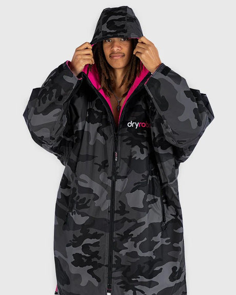 Advance - Poncho Impermeable Zippé Adulte ML Noir Camo / RosePonchosDryrobe