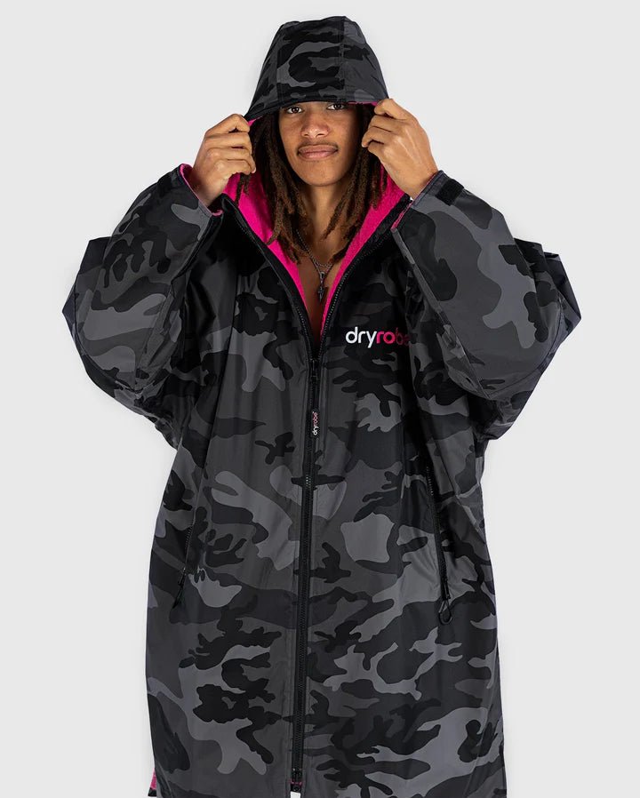 Advance - Poncho Impermeable Zippé Adulte ML Noir Camo / RosePonchosDryrobe