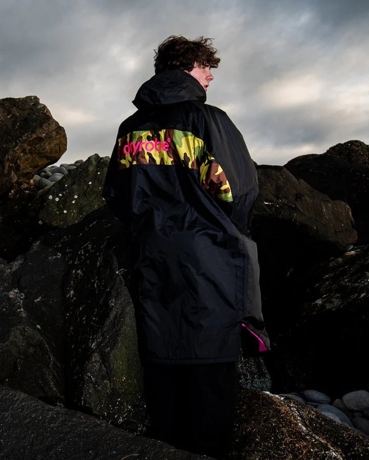 Advance - Poncho Impermeable Zippé Adulte ML Noir / Pink Logo CamoPonchosDryrobe