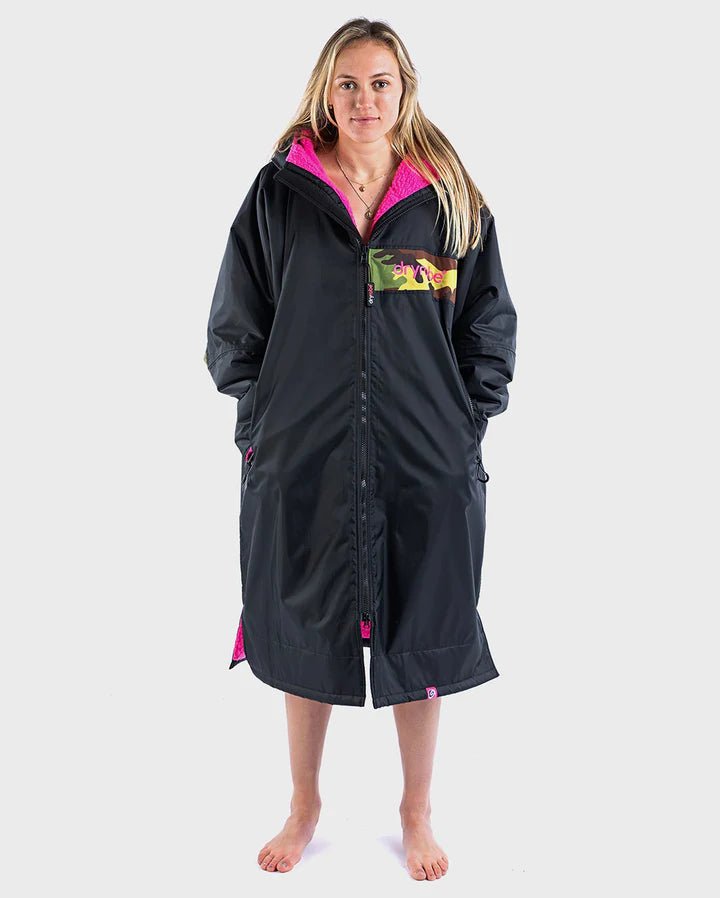 Advance - Poncho Impermeable Zippé Adulte ML Noir / Pink Logo CamoPonchosDryrobe