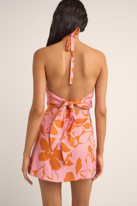 Bora Bora Floral Halter Mini Robe FemmeDressRhythm