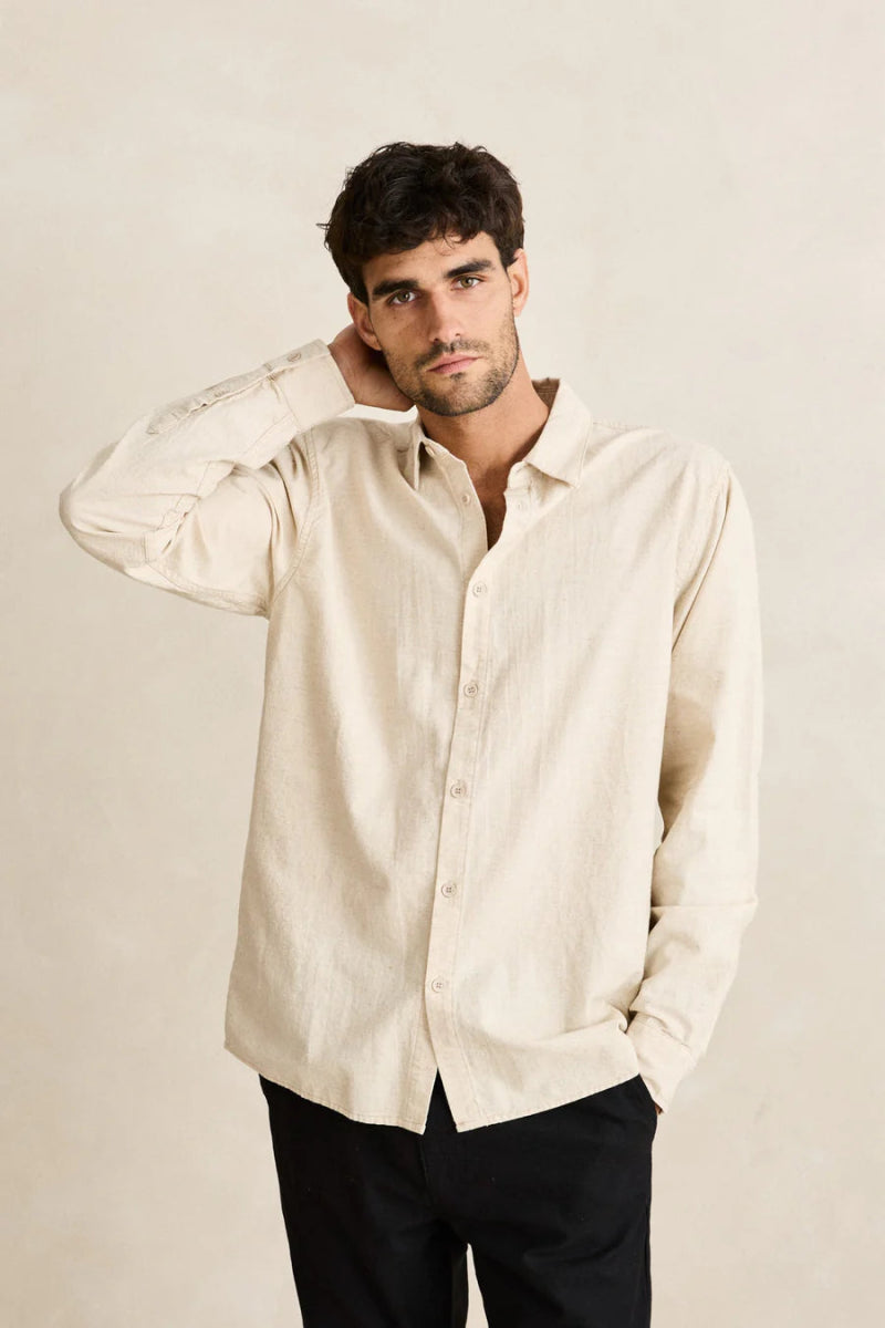 Classic Linen - Chemise Manches Longues HommeChemisesRhythm
