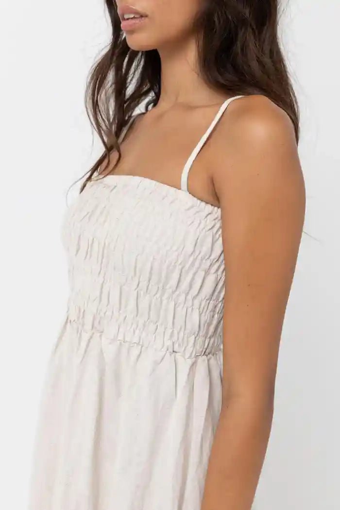 Classic Shirred Midi Robe Femme#DressRhythm