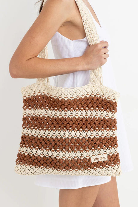 Cove Stripe Crochet Tote Bag - Sac porté Epaule en Maille CrochetTote BagsRhythm