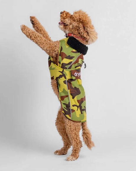 Dog Coat - Veste pour chien Vert Camo / NoirPonchosDryrobe
