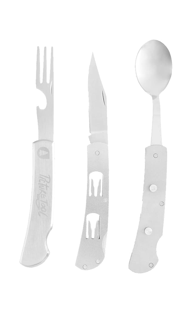 Kit Couverts Acier Inoxydable Avec Manche Bois - Fourchette, Cuillère, Couteau | Ustensiles De Voyage, Pique-nique, Cuisine - 3