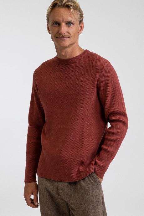 Rhythm Mesh Knit Sweat Col Rond MINERAL RED