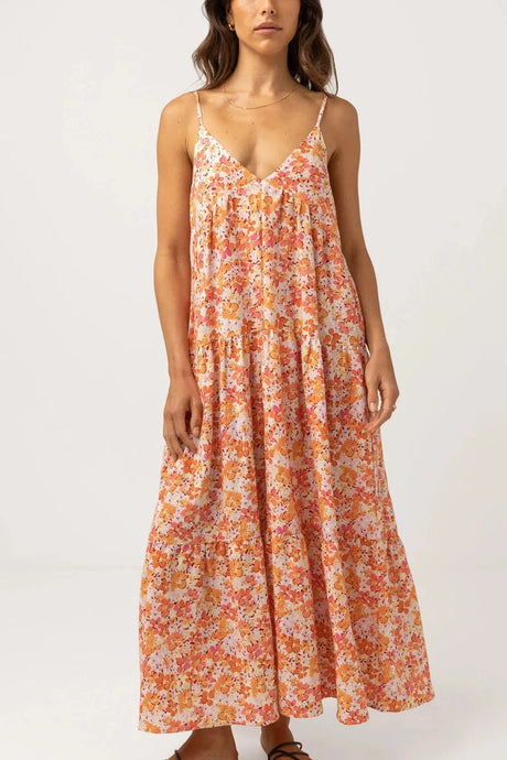 Rosa Floral Tiered - Robe Mi - Longue FemmeDressRhythm