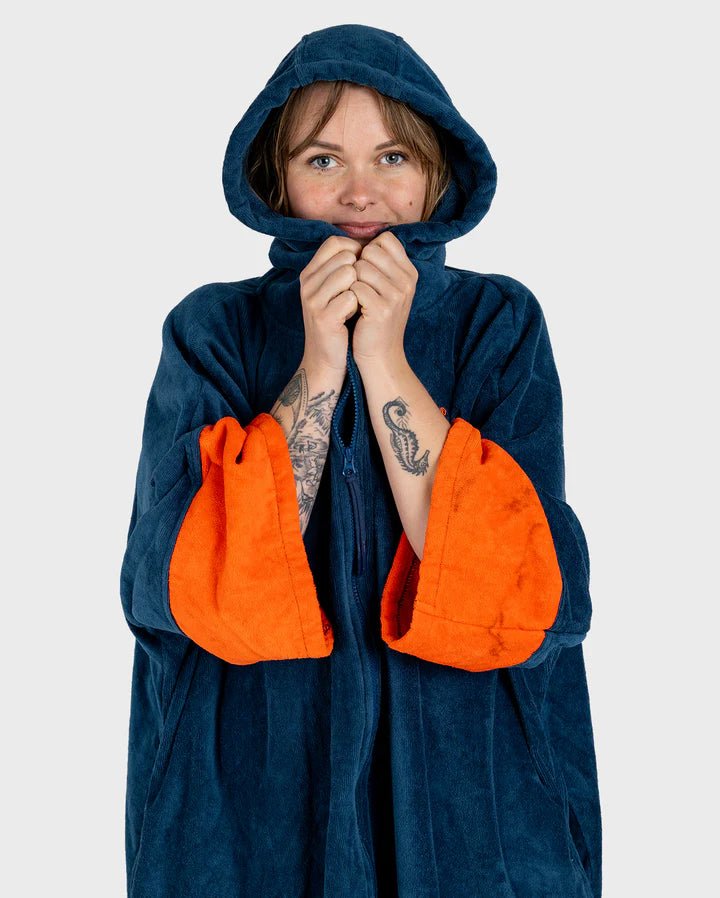 Towel Robe - Poncho Zippé Coton Organic Adulte BleuPonchosDryrobe