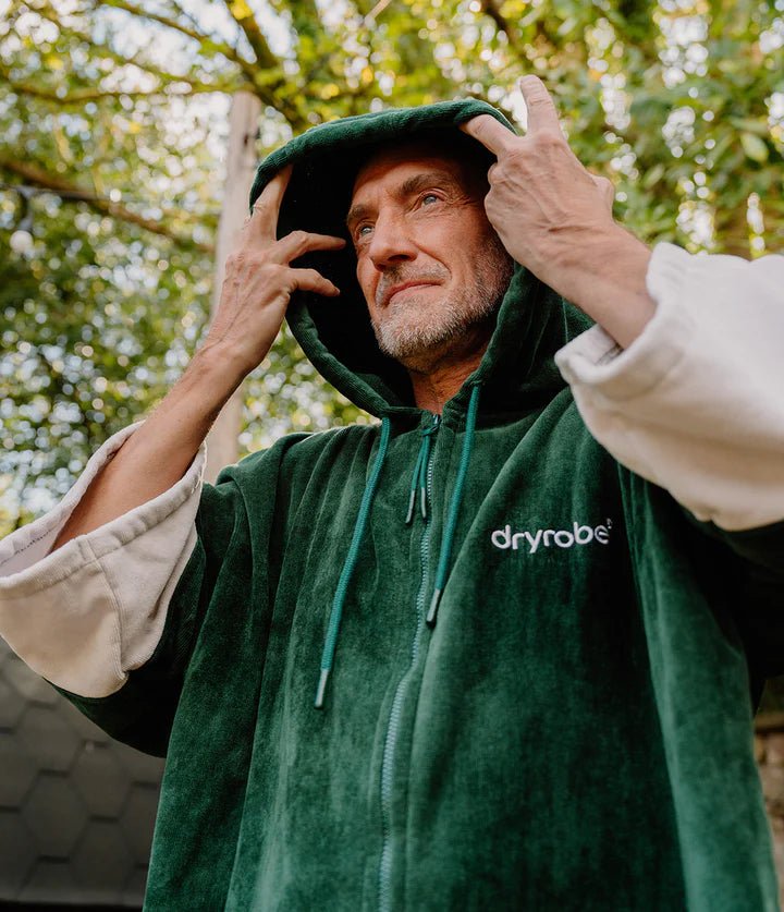 Towel Robe - Poncho Zippé Coton Organic Adulte VertPonchosDryrobe