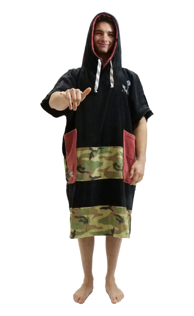All In V Poncho Beach Crew Blk Camouflage Poncho Surf Adulte BLACK CAMOUFLAGE