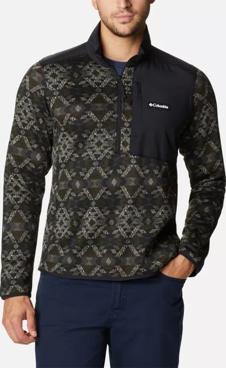 Columbia Sweater Weather Printed Half Zip Homme BLACK BLANKET