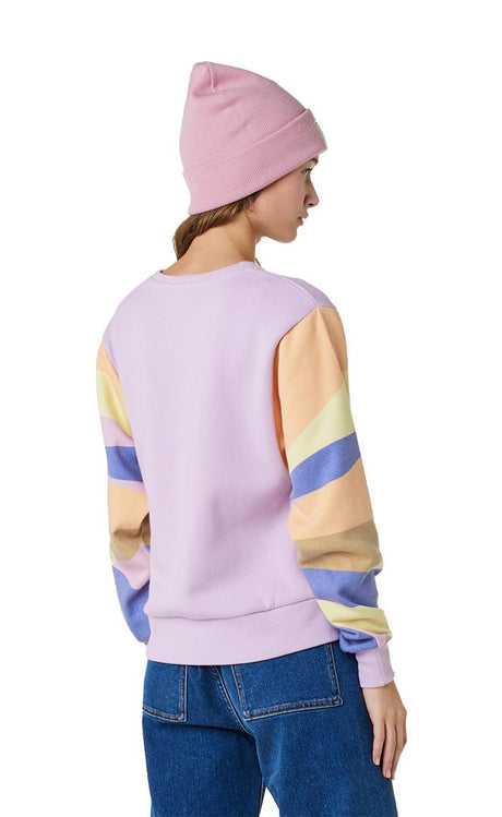 Crew Wavy Print Sleeves Lilac Sweat Femme#SweatsRip Curl