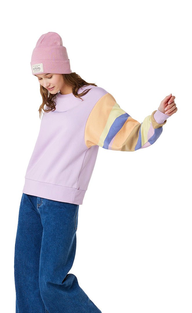Crew Wavy Print Sleeves Lilac Sweat Femme#SweatsRip Curl