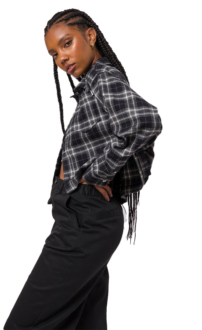 Huf Wo Crop Flannel Black Chemise Femme BLACK