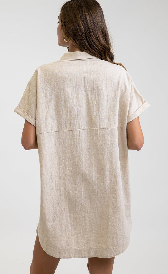 Rhythm Classic Linen Shirt Dress SAND