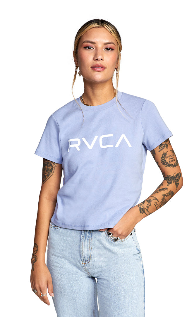 Rvca Rib Grey Purple T-shirt S/s Femme GREY/PURPLE