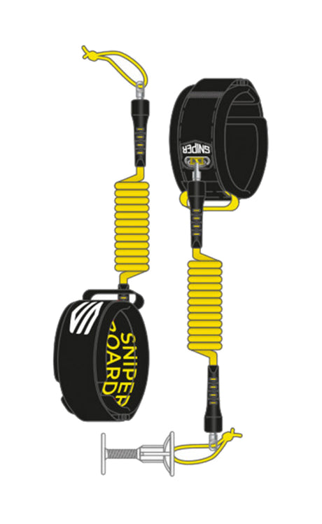Sniper Deluxe Biceps Coiled Yellow/black Leash Bodyboard YELLOW/BLACK