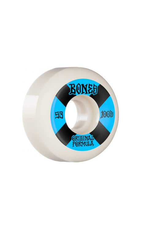100'S 53Mm V5 #4 White Sidecut (Set Of 4) Skateboard Wheels#SkateBones Wheels