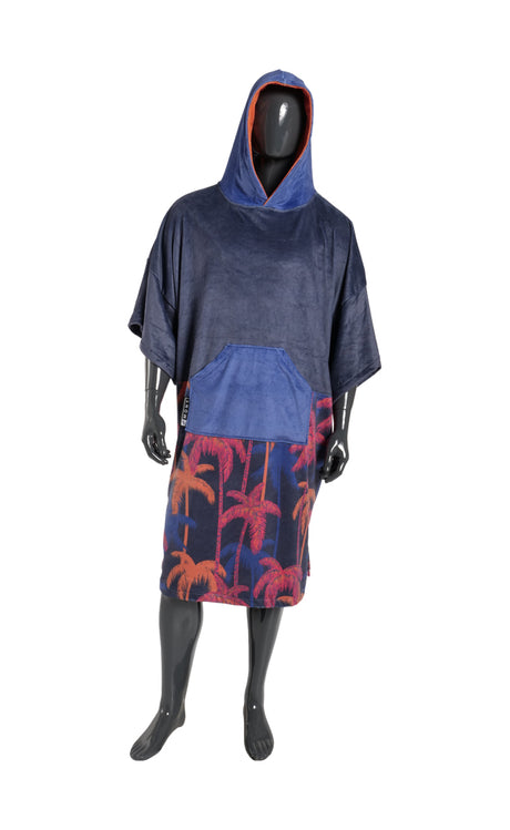 Mdns After Surf Plush Adult Surf Poncho NAVY PALM UNO