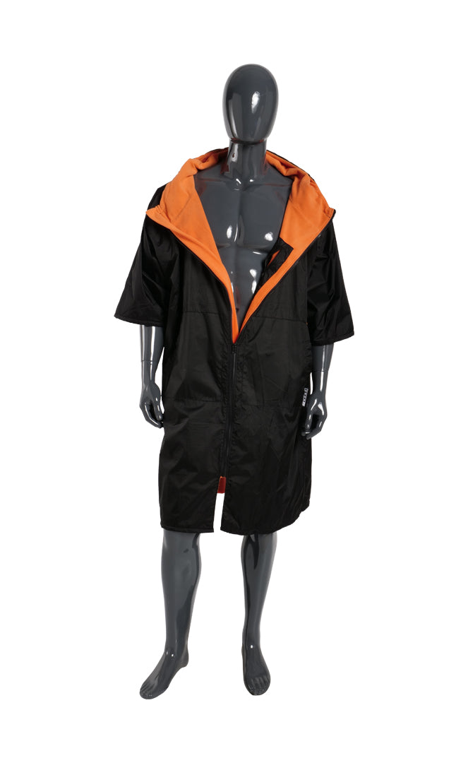 Mdns All Weather Stay Dry Adult Surf Poncho BLACK/ORANGE