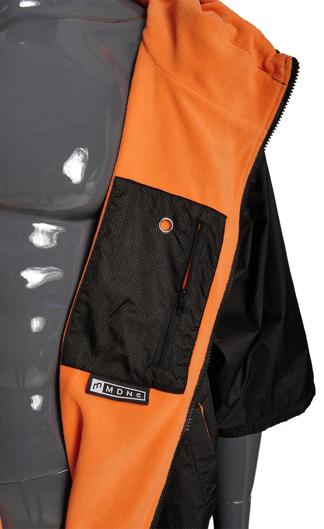 Mdns All Weather Stay Dry Adult Surf Poncho BLACK/ORANGE