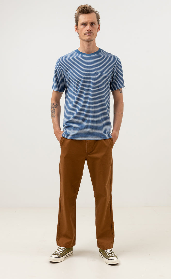 Rhythm Linen Stripe Slate Tshirt Man Short Sleeve SLATE
