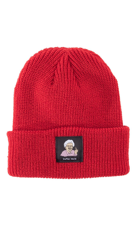 Brother Merle Betty Red Red Ribbed Beanie